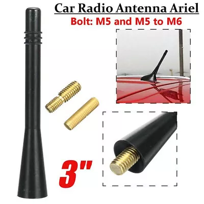 1x Car Short Stubby Antenna Aerial AM/FM Radio Mast Screw Type Accessories Black • $6.59