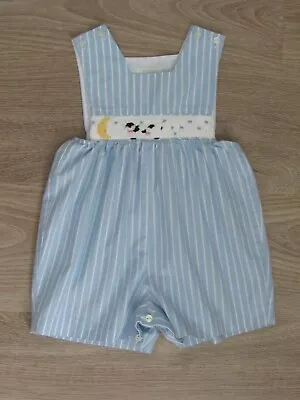 Collection Bebe~ VIVE LA FETE~ Blue White Stripe Boy's Romper~ Smocking ~ 12M • $12