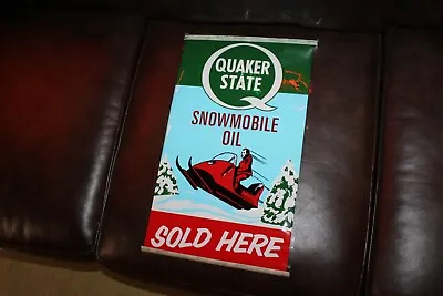 $95 • Buy RARE 1960s NOS QUAKER STATE SNOWMOBILE OIL DISPLAY  SIGN SNOW SKIING GAS FORD