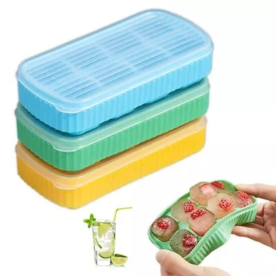 Small Ice Cube Silicone Trays With Lids Mini Ice Cube Trays For Freezer 3 Pack. • $11.69