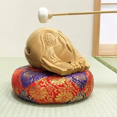 Japanese Temple Meditation Drum Wooden Mokugyo Buddhist 5.9in W/Stick&Cushion FS • $268