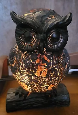 VTG 6.5  Tiffany Style Mosaic Stained Glass Owl Table Lamp Night Light • $19.99