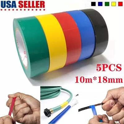 Multi Colored Electrical Tape 0.7  Wide 32 Feet 10 Meters Per Roll USA (5 Pack) • $7.99