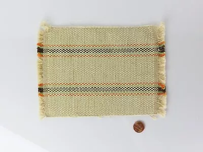 Vintage Miniature Woven Rug With Fringe Dollhouse Diorama Flooring • $10.99