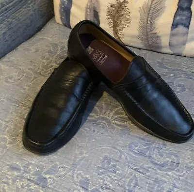 Mens M&S Black Leather Loafers Shoes UK Size 7 • £12.99