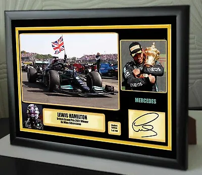 Lewis Hamilton 8x Winner Silverstone 2021 Merc  F1 Canvas Framed Tribute Signed • £19.99