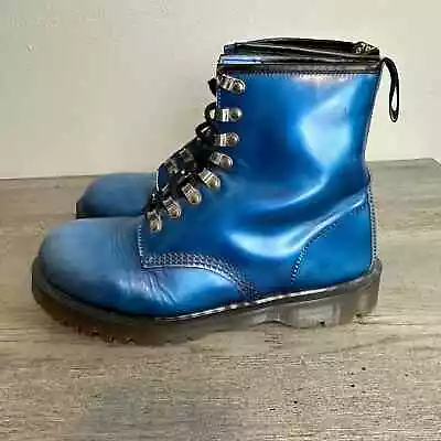 Mens Vintage Dr. Doc Martens 8217 England Metallic Blue Soft Toe Boots 10 • $350