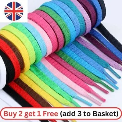 Shoe Laces Flat Tie Shoe Laces Boots Trainers Shoes Black White Or Colour Laces • £2.19