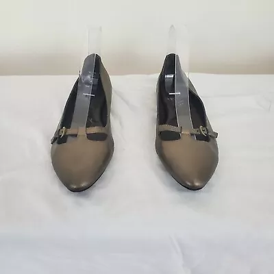 Born  Fabios T-strap Flat Leather Shoes Women Size 8M Metallic Bronze   • $24.99