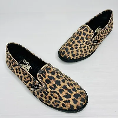 Vans Off The Wall US 7.5 Women's Flats Leopard Black Slip On Lo Pro Loafer Flats • $34.99