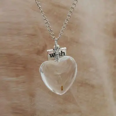 £2.89 • Buy Natural Dandelion Seed Wish Pendant Charm Oval Heart Necklace Crystal Jewellery