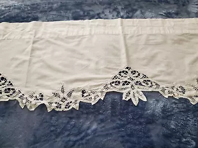 2 Vintage Traditional Keeco Battan Lace White Valance Curtains 60x14  • $14