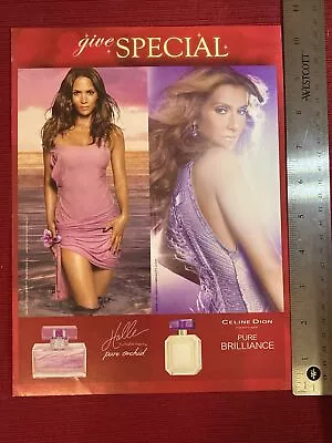 Halle Berry Pure Orchid & Celine Dion Pure Brilliance Fragrance 2010 Print Ad • £6.76