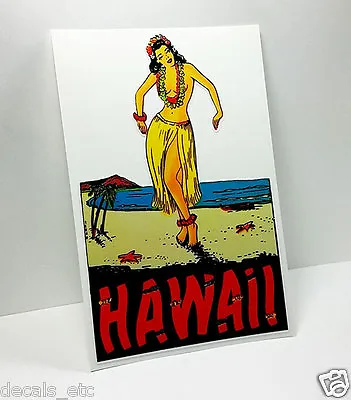 Hawaii Hula Girl Pinup Vintage Style Travel Decal / Vinyl Luggage Sticker • $4.69