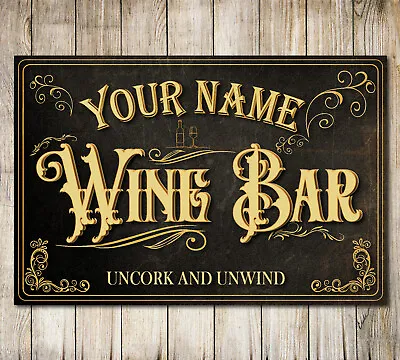 Personalised Wine Bar Sign Vintage Style Aluminum Sign Farmhouse Metal Plaque • £5.70