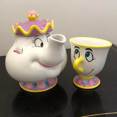 Disney Beauty And The Beast Mrs. Potts Teapot & Chip Mug Cup HAND PAINTED New • $110