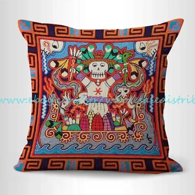 Decorate Pillow Case Indigenous Huichol Mexic Art Cu Cushion Cover • $15.95