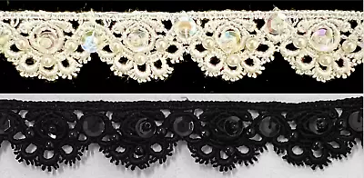 1  Beaded & Sequins Venice Venise Lace Trim - 10 Continuous Yards! • $18