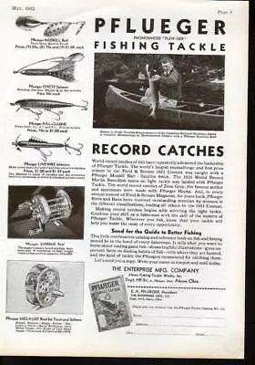 1932 Pflueger Sport Fish Tackle Lure Bait Ernest Poole Canada Muskie Ad 6021 • $37.01