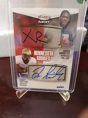 2013 SAGE Xavier Rhodes & Rodney Smith RC Rookie Auto Autograph #33/40 • $5.99