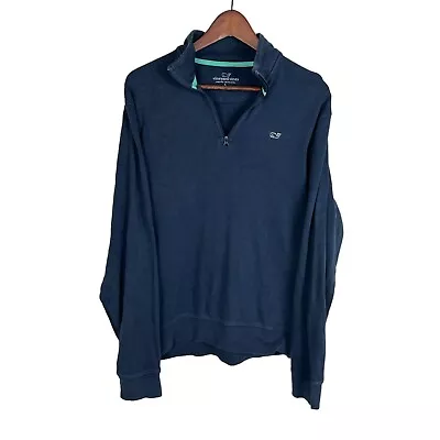 Vineyard Vines Navy Blue Long Sleeve Pullover Sweatshirt 1/4 Zip Men's Large • $22.99