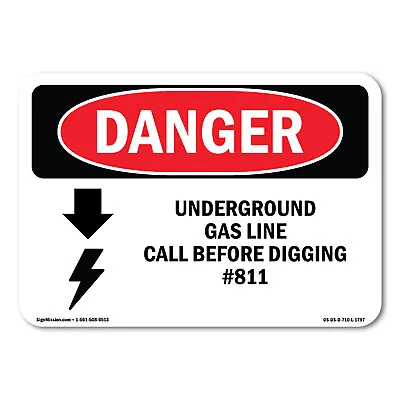 Underground Gas Line Call #811 ANSI Danger Sign Metal Plastic Decal • $40.99