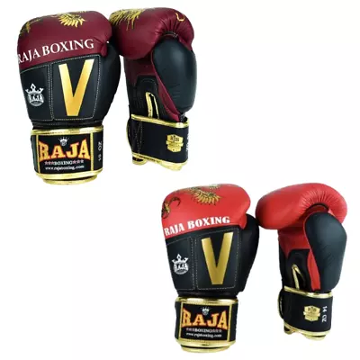 RAJA Muay Thai Gloves Boxing Sparring Training Workout Handmade Cow Skin Leather • $129.90