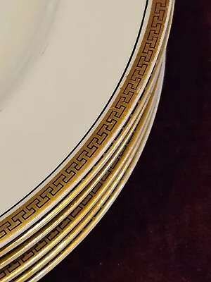 Epiag Czechoslovakia Set Of 6 Dinner Plates 10  Gold Greek Key CORINTHE Pattern • $49.99