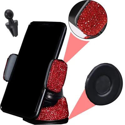 Red Rhinestone Phone Holder Clip  W/Suction Cup Fit Window Air Vent A P V W • $23.10