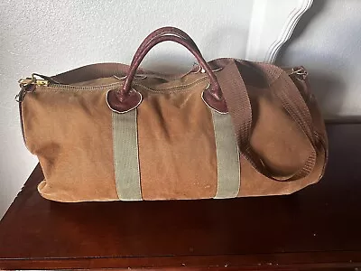 LL BEAN Leather Handle Bottom Large Canvas Duffle Bag 27 X 12 X12 Vtg 80s 90s • $130