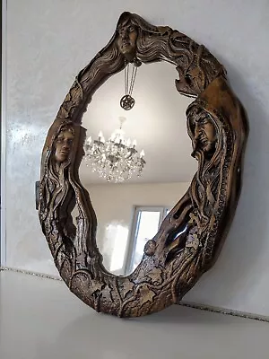 Magic Wall Scrying Mirror Wooden Wall  Mirror Hecate Goddess Altar Wiccan • $308.94