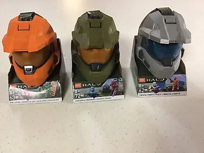 Lot Of 3 Halo Mega Construx Spartan Helmet Set Zone Control Fiesta Stockpile • $24.99