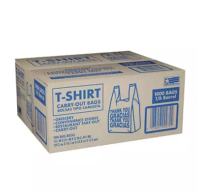 T-Shirt Carry-Out Bags 11.5  X 6.5  X 22  (1000 Ct.) • $35.21