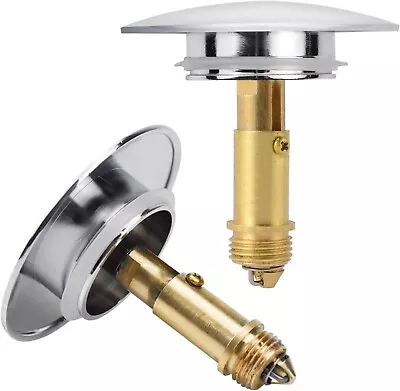 2Pcs Bathroom Sink Drain Plug Stopper 70Mm Basin Pop Up Click Clack Plug With Br • $30.19