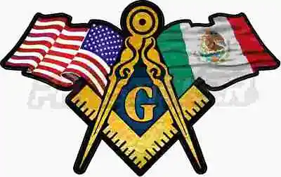 ProSticker 131 (One) 3  X 5  American Mexican Flags Masonic Decal Sticker   • $7.95