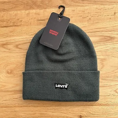 Levi’s Beanie Hat Unisex One Size Green Batwing Embroidered Levi New • £19