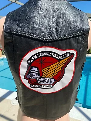 Biker Vest Hot Leather Vintage Patch Gold Wing Road Riders GWRRA Mens M Medium • $31.50