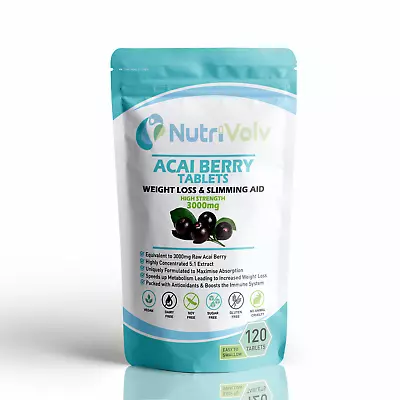 £5.99 • Buy Acai Berry 3000mg - 120 Tablets - Fast Weight Loss Slimming Diet Fat Burner