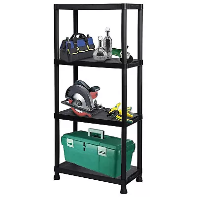 4 Tier Plastic Shelf Shelving Unit Storage Racking Shelves Garage Warehouse Shed • £21.99