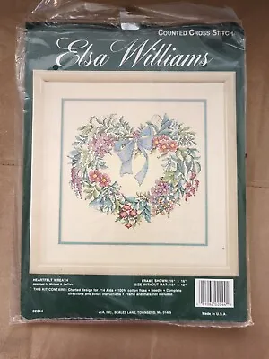 Elsa Williams Counted Cross Stitch Kit Heartfelt Wreath Floral Flowers 02044 New • $12.95