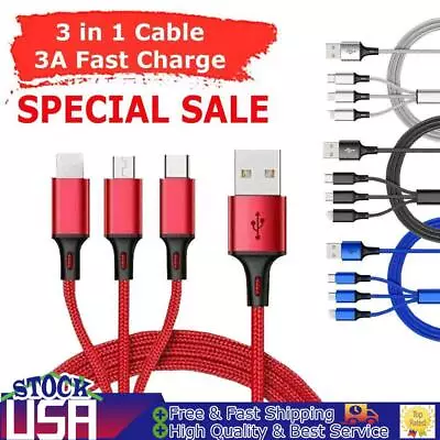 3 In 1 Multi USB Charger Charging Cable Cord For Type C Android Micro IPhone • $4.99