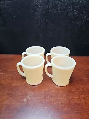 Set Of 4 Vintage Fire King Oven Ware Ivory D Handle Coffee Mug Cup USA • $34.99