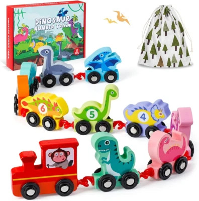 £16.40 • Buy Toddler Toys For 1 2 3 4 Year Olds Boys Gifts,Wooden Dinosaur Train Set