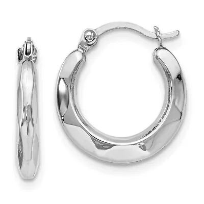 Real 14K White Gold Polished Hinged Hoop Earrings; Women & Men • $92.43