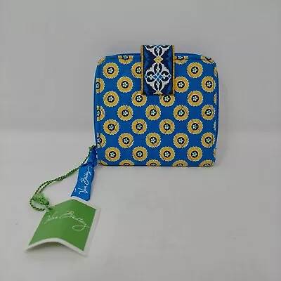 Vera Bradley Riviera Blue Mini Zip Wallet Bifold Snap Closure Quilted Canvas • $18