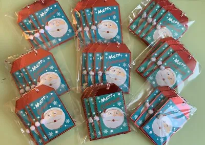 Set Of 4 Handmade Novelty Kids Santa Googly Eyes Pom Pom Christmas Gift Tags • £3.25