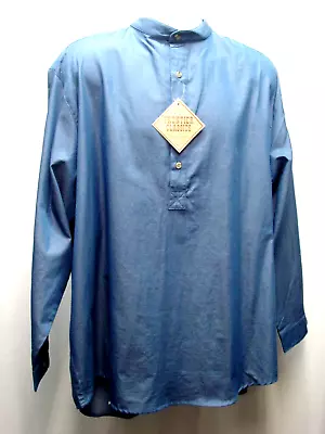 Frontier Classics Collarless BLUE 100% Cotton Shirt Runs XLarge 58    Chest • $37.40