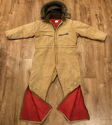 KEY IMPERIAL Men's Vintage Insulated Coveralls Size XL Short Brown Duck USA • $49.99