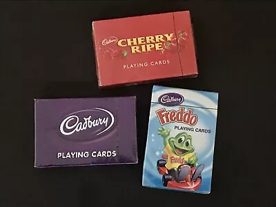 3 X Cadbury Chocolate Playing Cards Sets Incl Cherry Ripe & Freddo Frog SEALED • $25