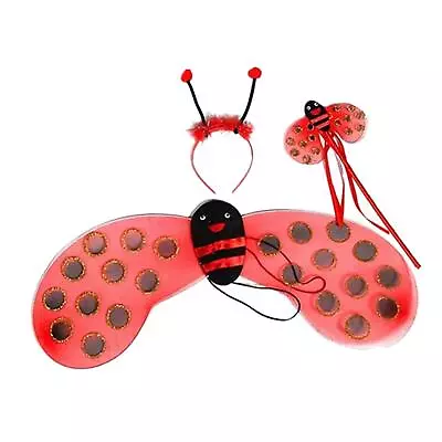 Child Ladybird Costume Kids Girls Dress Up Child Party Favors Wings Headband • £6.61